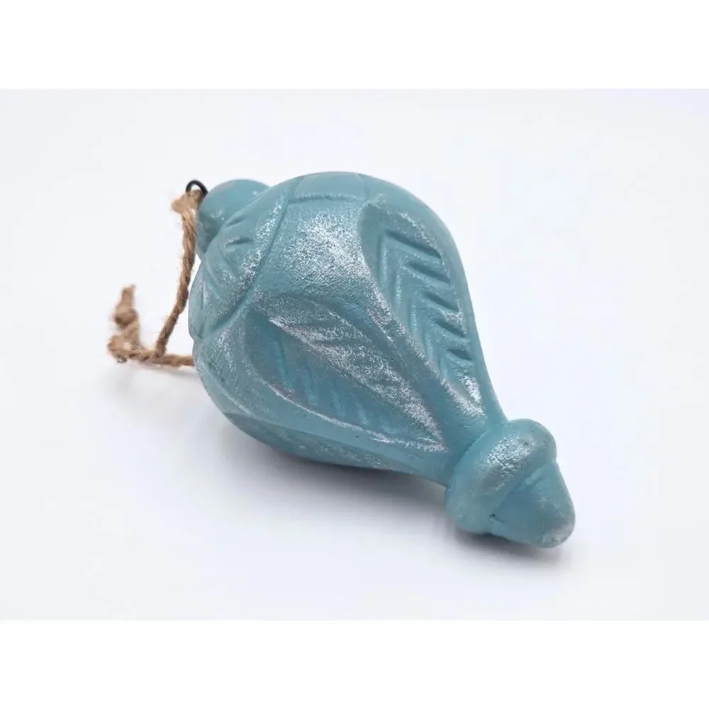 Upcycled Carved Ornament – Rustic Vintage‑Style Decor, Turquoise Christmas